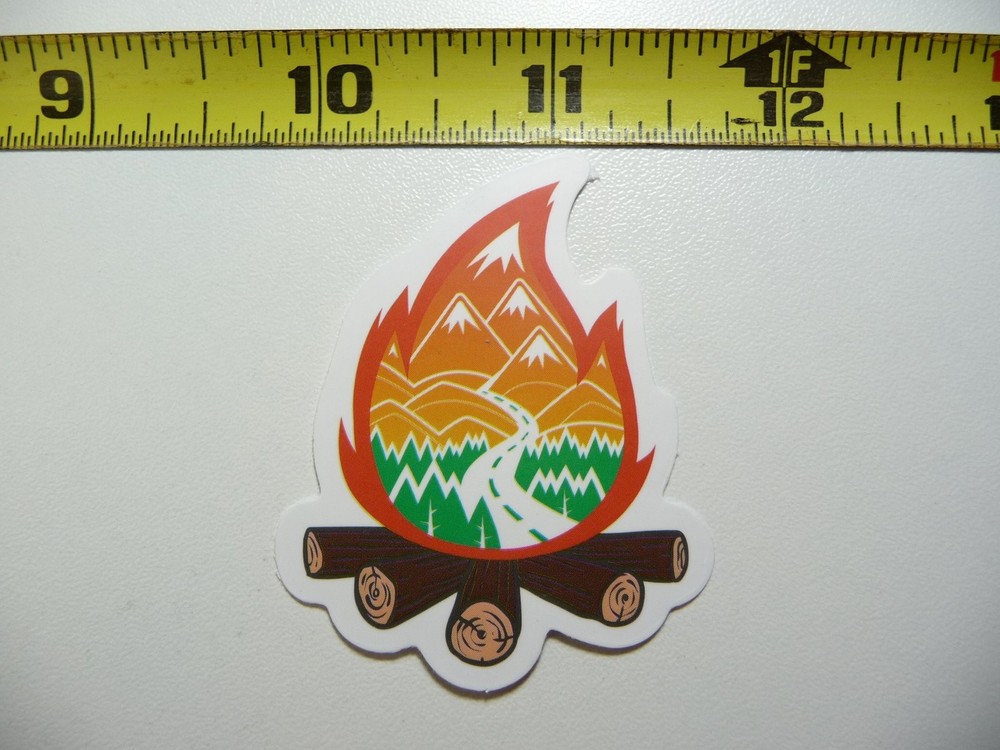 FIRE MOUNTAINS FLAMES HIKING DECAL STICKER FOR CAMPING OUTDOORS PARK WILD ADVENTURE