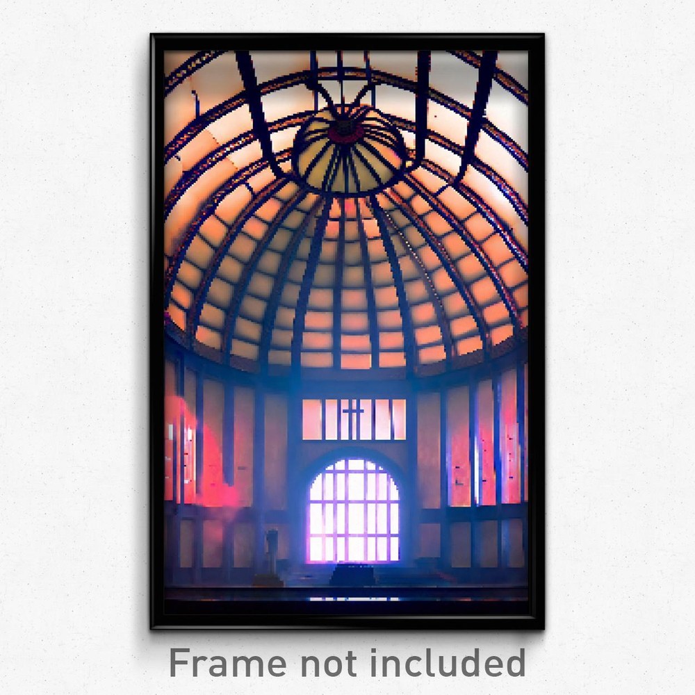 Pixel Art Poster - Unrealistic Dome (8 Bit Psychedelic Trippy Video Game Print)