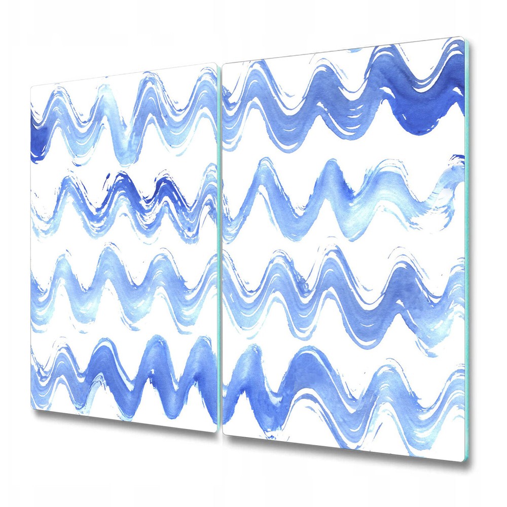 Glass Kitchen Chopping Board Worktop Saver In Waves Watercolour Abstract 2x30x52