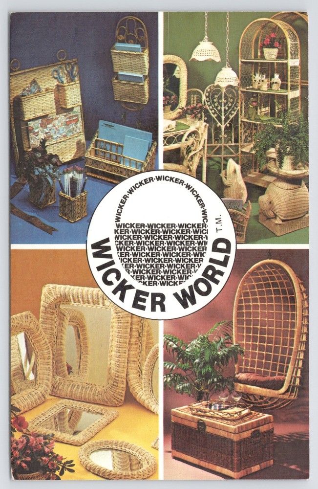 Advertising~4 Views of Goods In Wicker World~Vintage Postcard