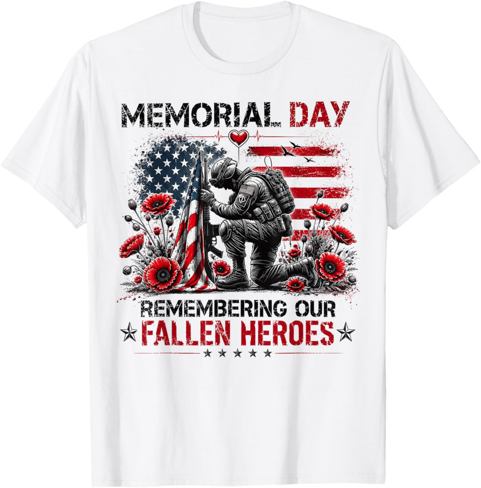 Memorial Day Remembering Our Fallen Heroes Patriotic Us Flag T-Shirt