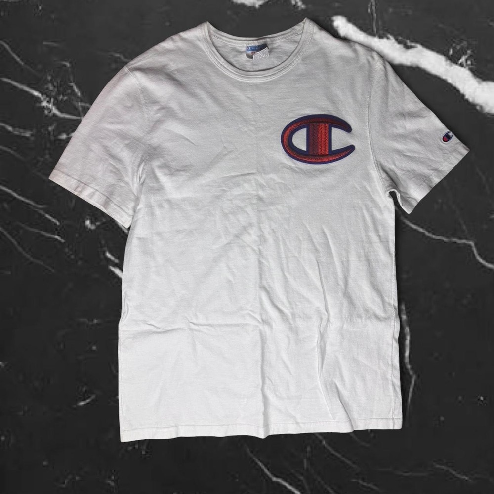 CHAMPION Vtg Embroidered Patch Logo Gray T-SHIRT Men's M