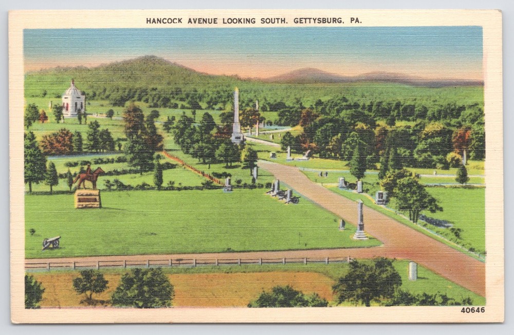 Linen~Air View Hancock Avenue Looking South Gettysburg PA~Vintage Postcard