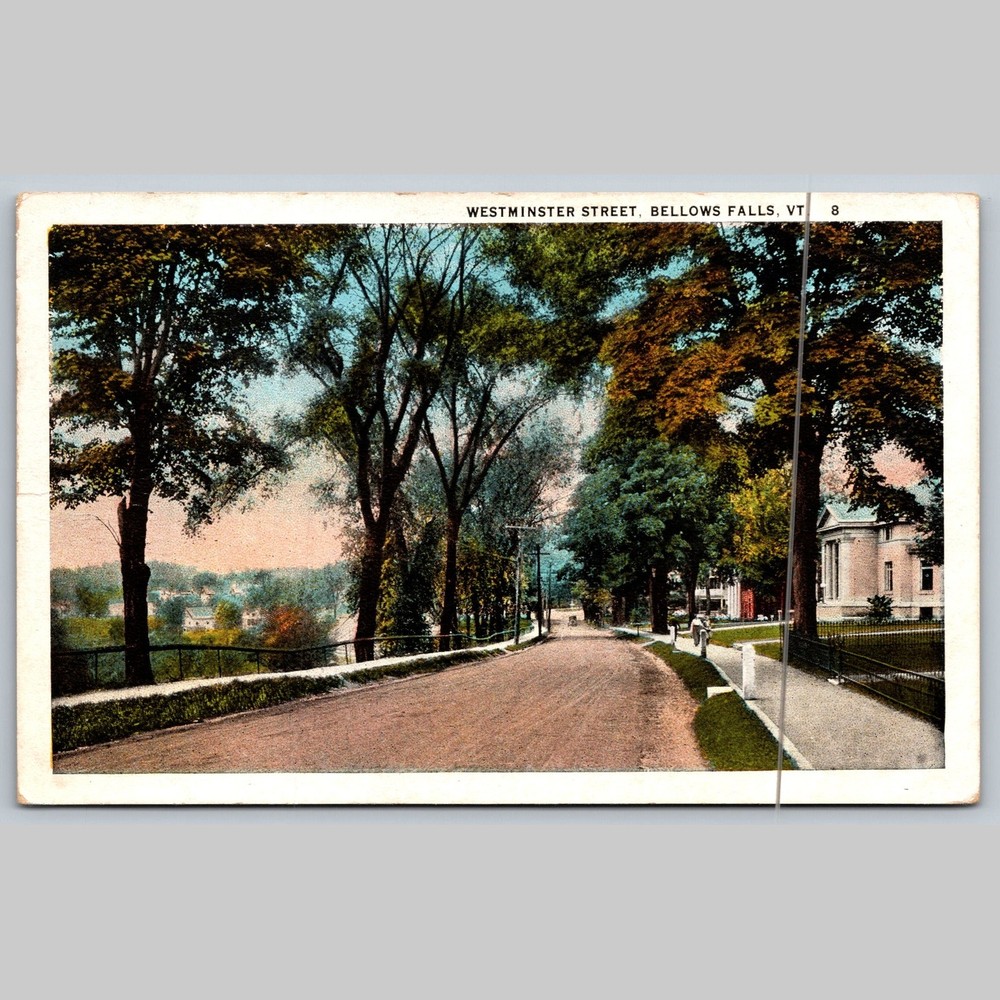 Postcard Westminster Street Bellows Falls VT 1926