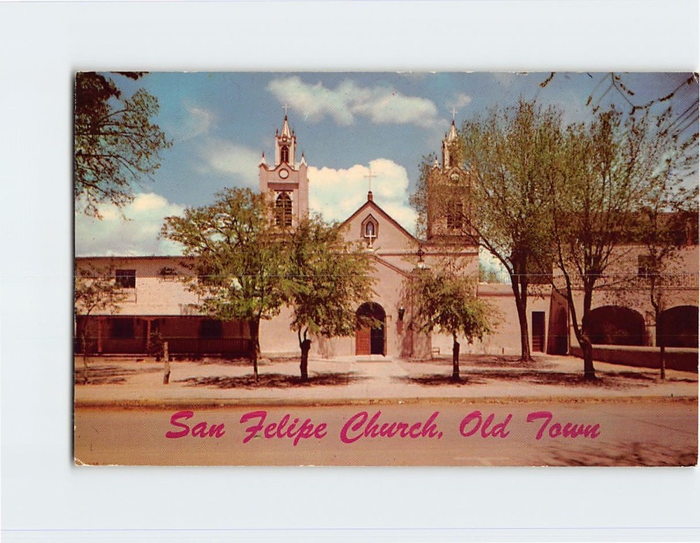 Postcard San Felipe de Neri Church Old Town Plaza Albuquerque New Mexico USA