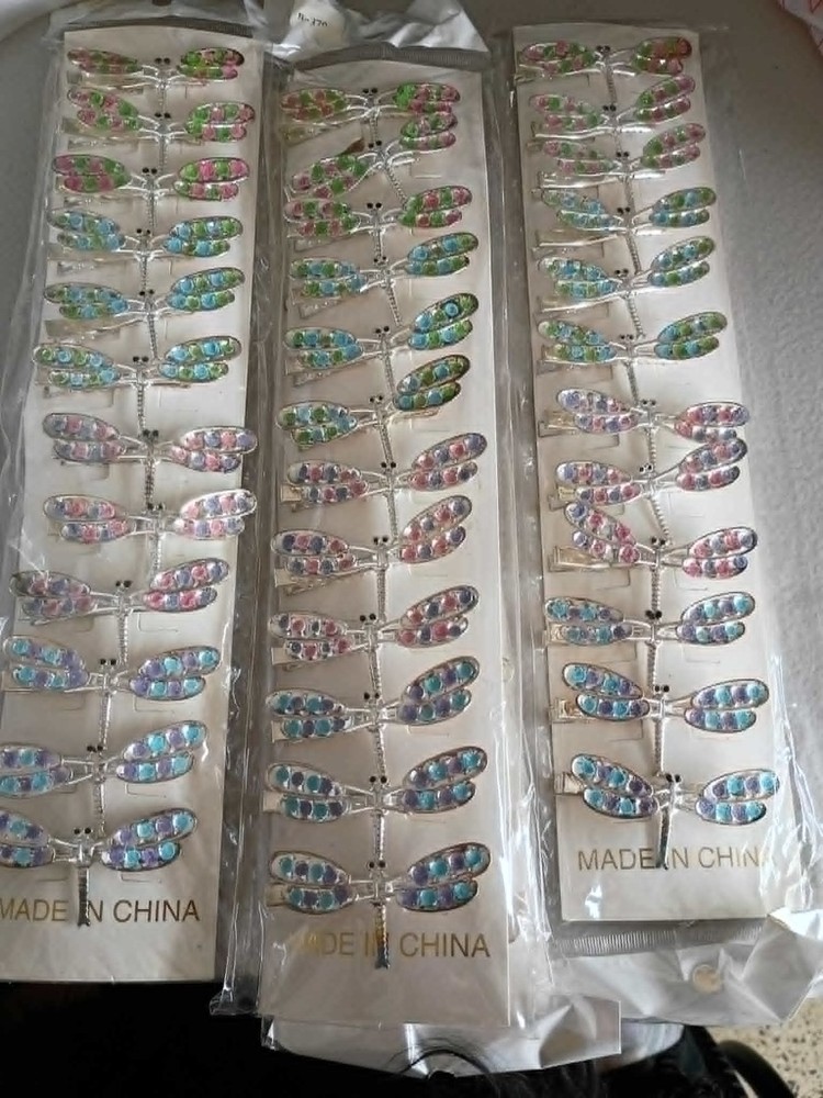 12 VTG 90’s DEADSTOCK FLUTTERING DRAGONFLY HAIR CLIPS MOVING WINGS PAIR