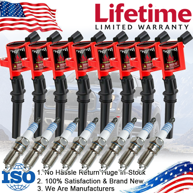 High-Performance 8Pack Ignition Coil DG508 & Spark Plug SP479 for Ford F150 Expedition 4.6L 5.4L V8 Engines