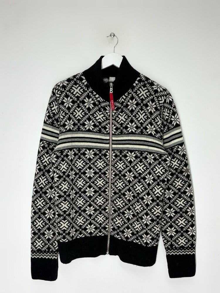 Bogner Fire+Ice Scandinavian Fair Isle Snow Vibe Full Zip Knit Sweater Size 50