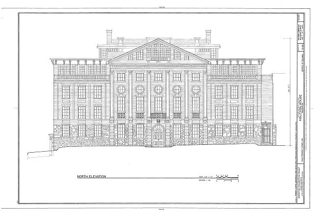 Washington DC Halcyon House 1900s North Elevation HABS Architectural Drawing