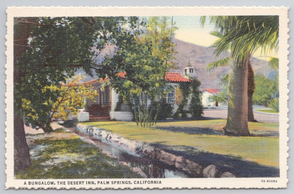 Desert Inn Palm Springs CA Bungalow Linen Postcard Stephen H. Willard 1930s