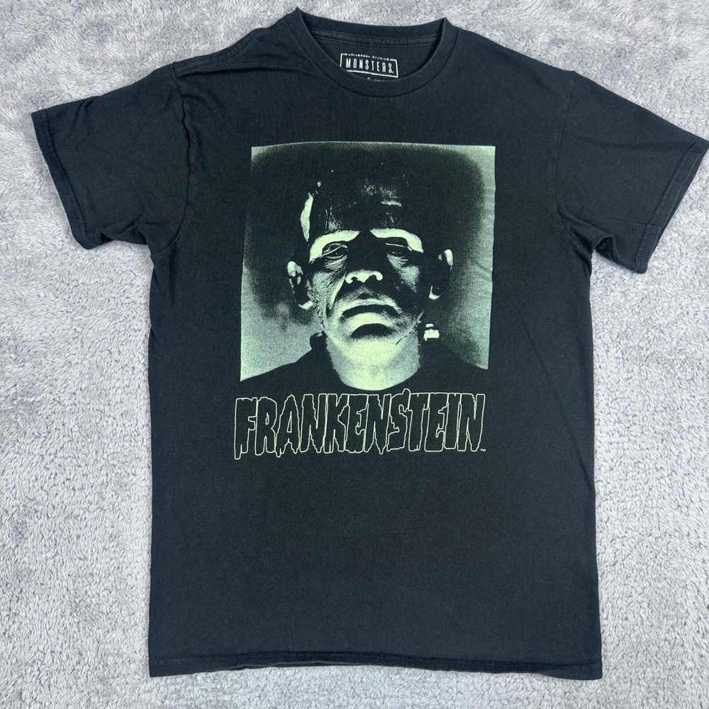 Universal Studios Monsters Frankenstein T-Shirt Mens Small Black Horror Graphic