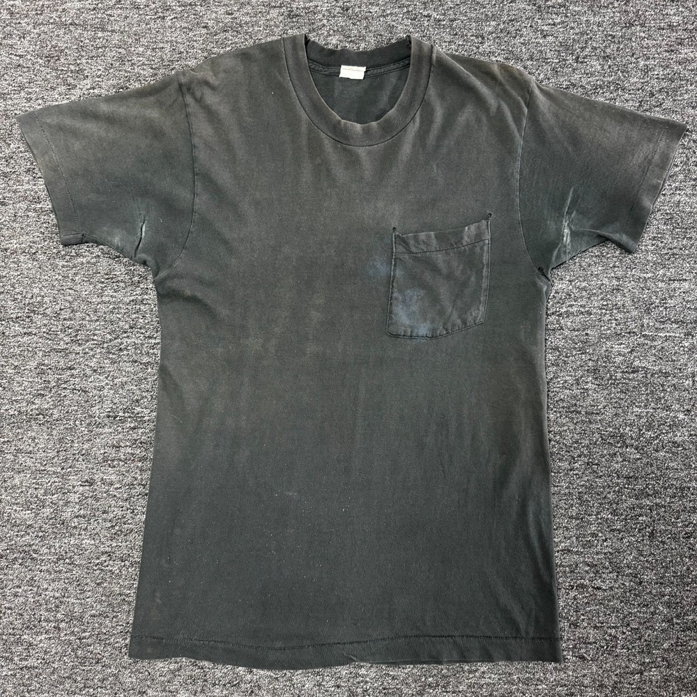Vintage Sun Faded Gradient Blank Pocket T-Shirt Single Stitch - Size M