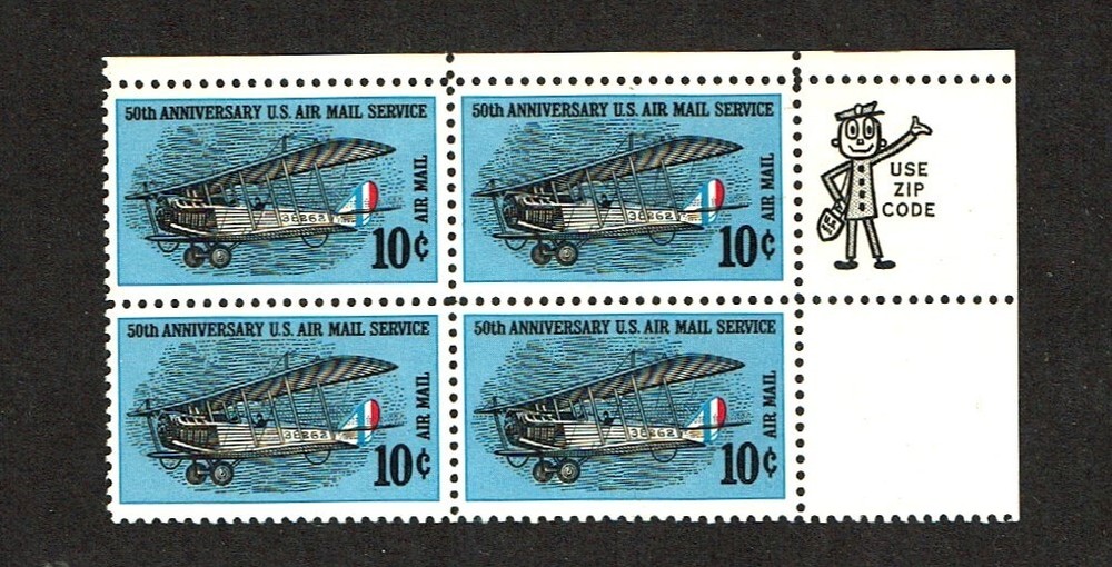 1968 U.S AIRMAIL CLASSICS 50th Anniversary  ZIP Blk of 4  Sc#C74 M/NH/OG *