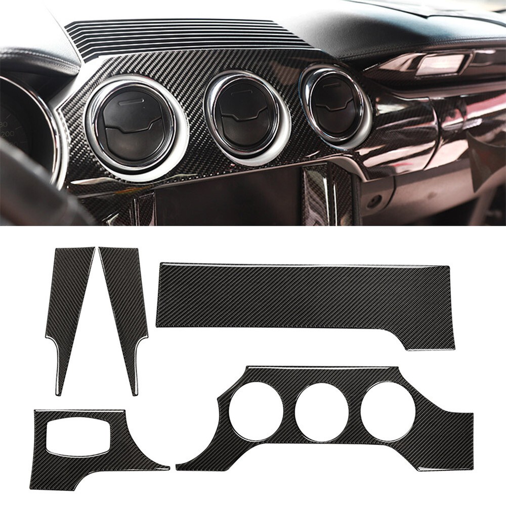 Carbon Fiber Car Interior Dashboard Panel Cover Trim For Ford Mustang 2015-2019