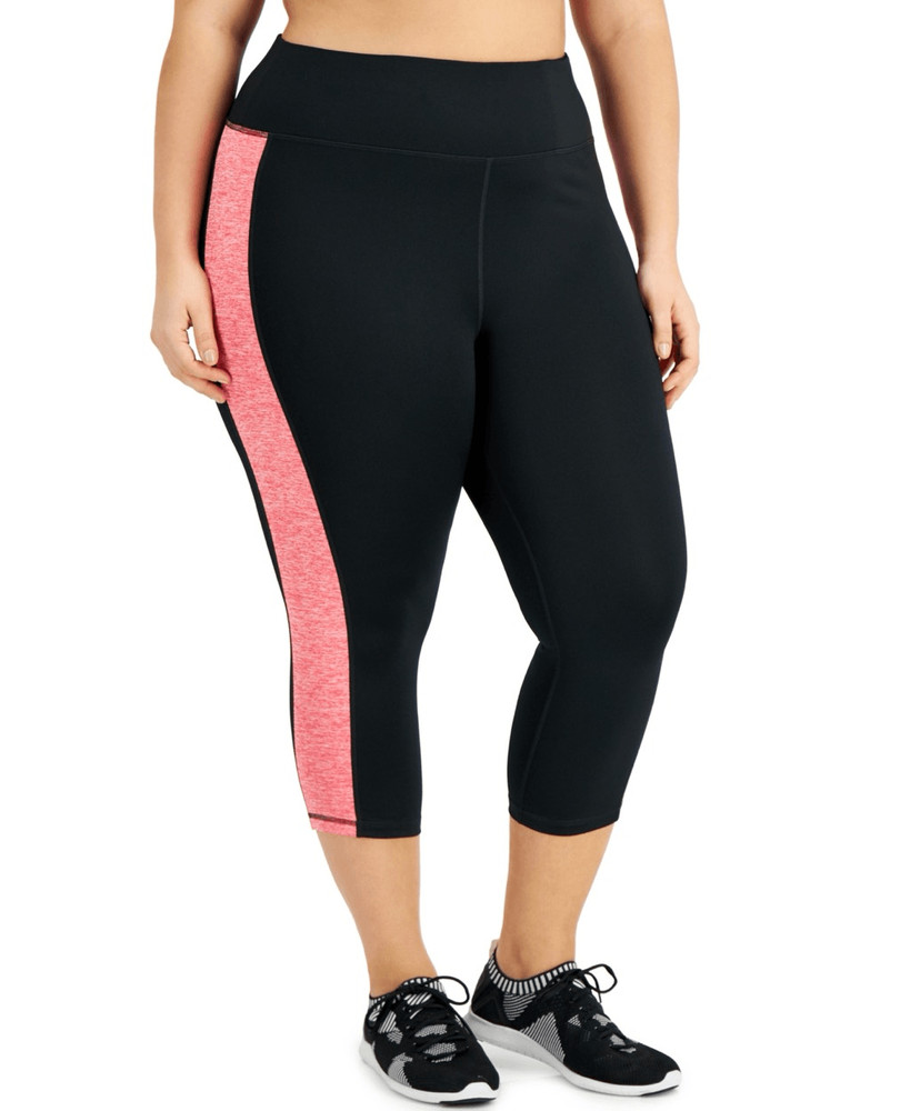 ID Ideology Women S Essentials Colorblocked Cropped Leggings Black Size 1X