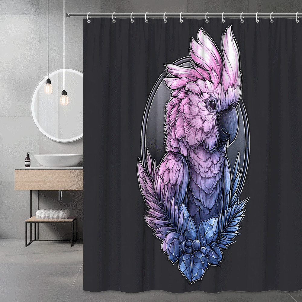 Pink Cockatoo Shower Curtain Graphic Bird Print