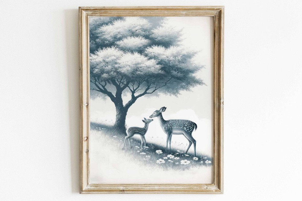Deer Print Deer Wall Art Deer Nursery Decor Forest Animal Nursery Wall Art Stag