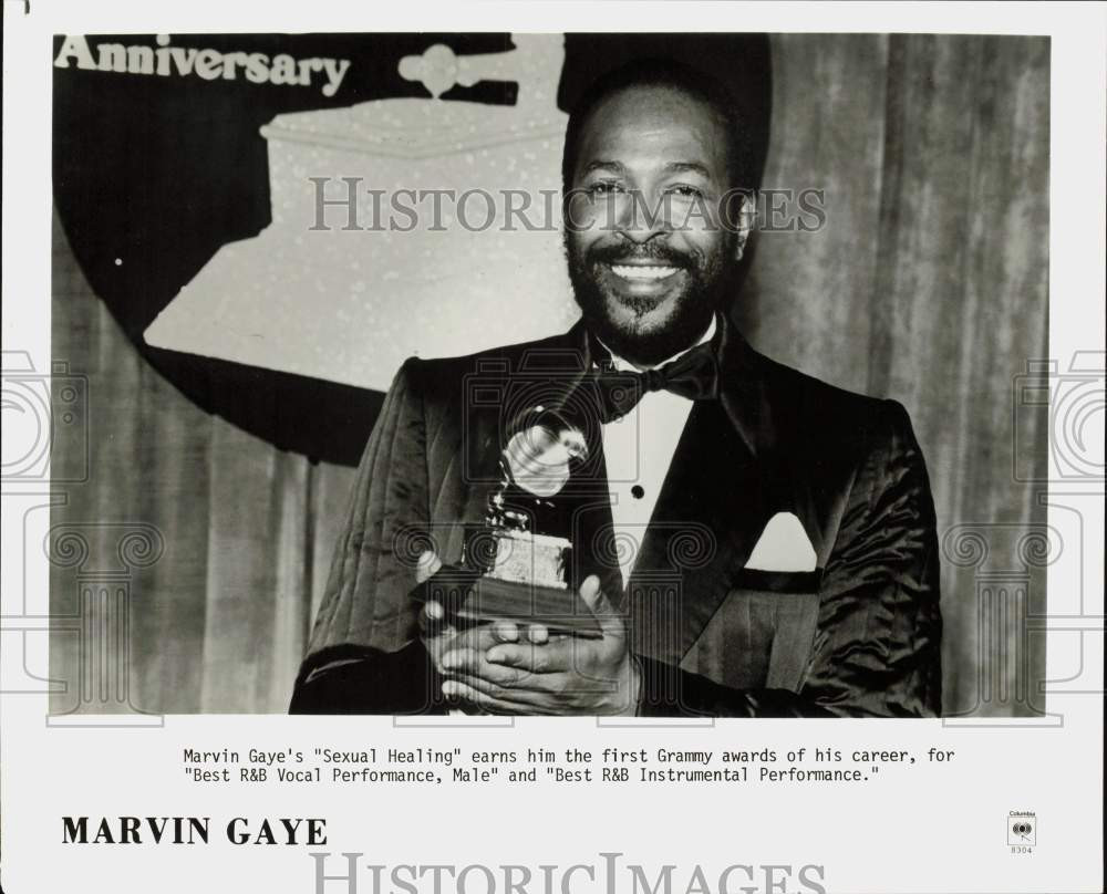1983 Press Photo Singer Marvin Gaye at Grammy Awards - lrp93187