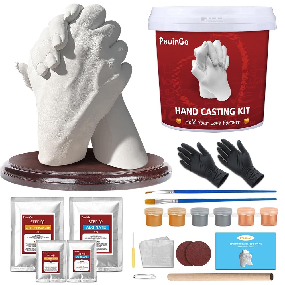 Hand Casting Kit With Base - DIY Plaster Mold for Couples - Gift Ideas for Va