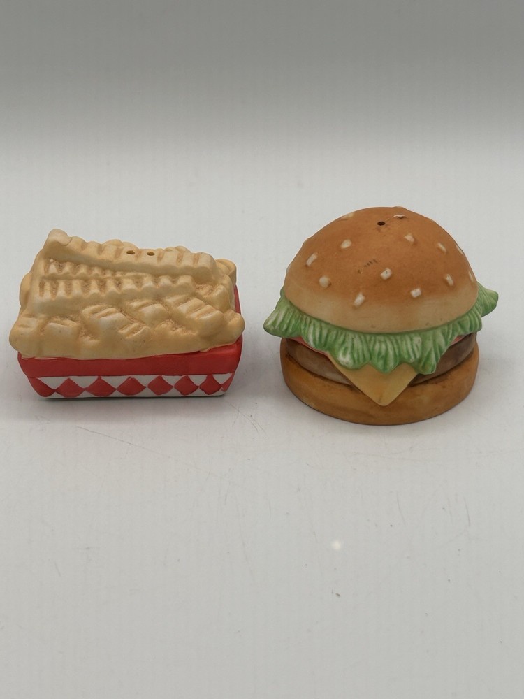 Vintage Freelance Inc. Burger & Fries Ceramic Salt & Pepper Shaker Set