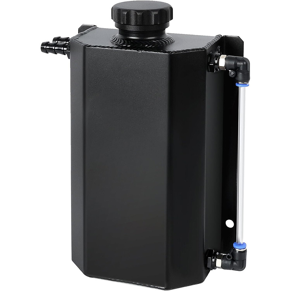 Universal 2L Aluminum Coolant Radiator Overflow Reservoir Expansion Tank NEW