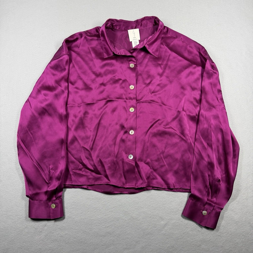 Joie Woman’s Button Up Long Sleeve 100% Silk Blouse Size Medium Purple