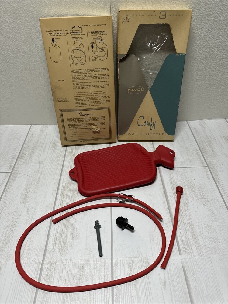 DAVOL boxed Comfy rubber ENEMA Douche NOZZLES hot water bottle No. 10 2 Qt READ