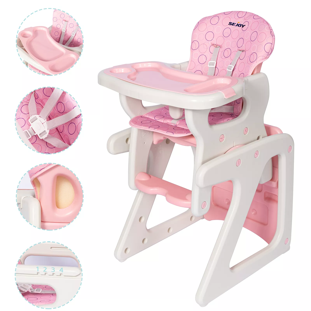 Adjustable Convertible High Chair for Babies & Toddlers with Feeding Tray