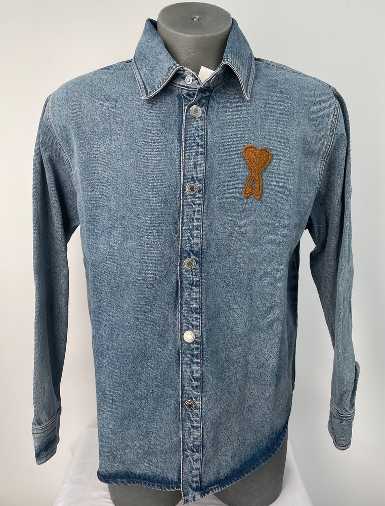 Ami Unisex Button Down Shirt Used Blue Size L Ami De Coeur Light Classic Denim