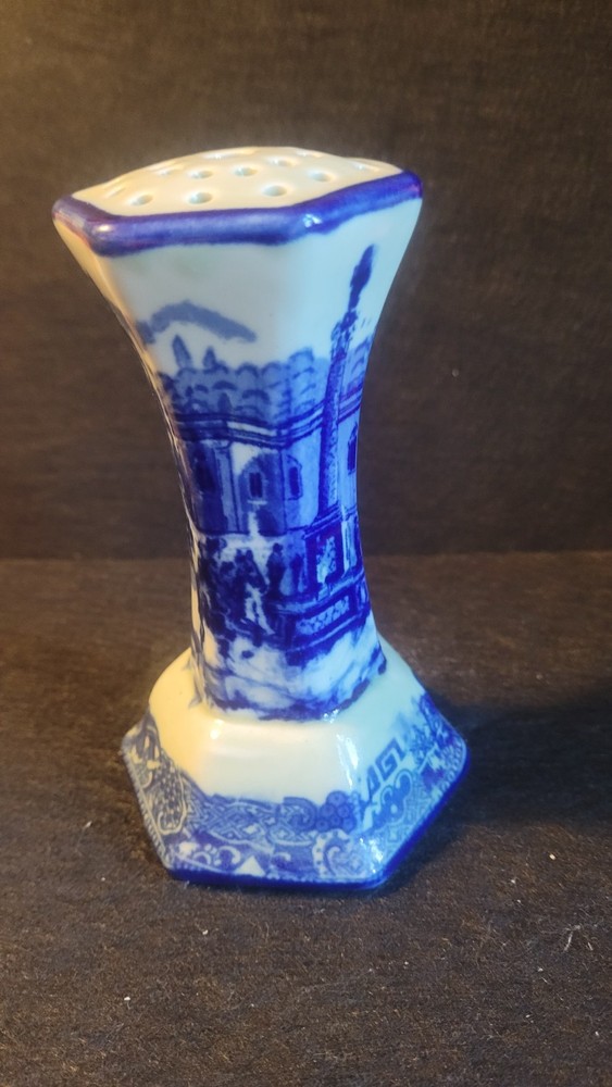 Victoria Ironstone Flow BlueTransfer ware Hatpin Holder