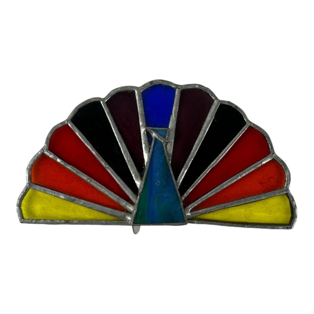Vintage Stained Glass Peacock / NBC Logo. RARE c. 1980's