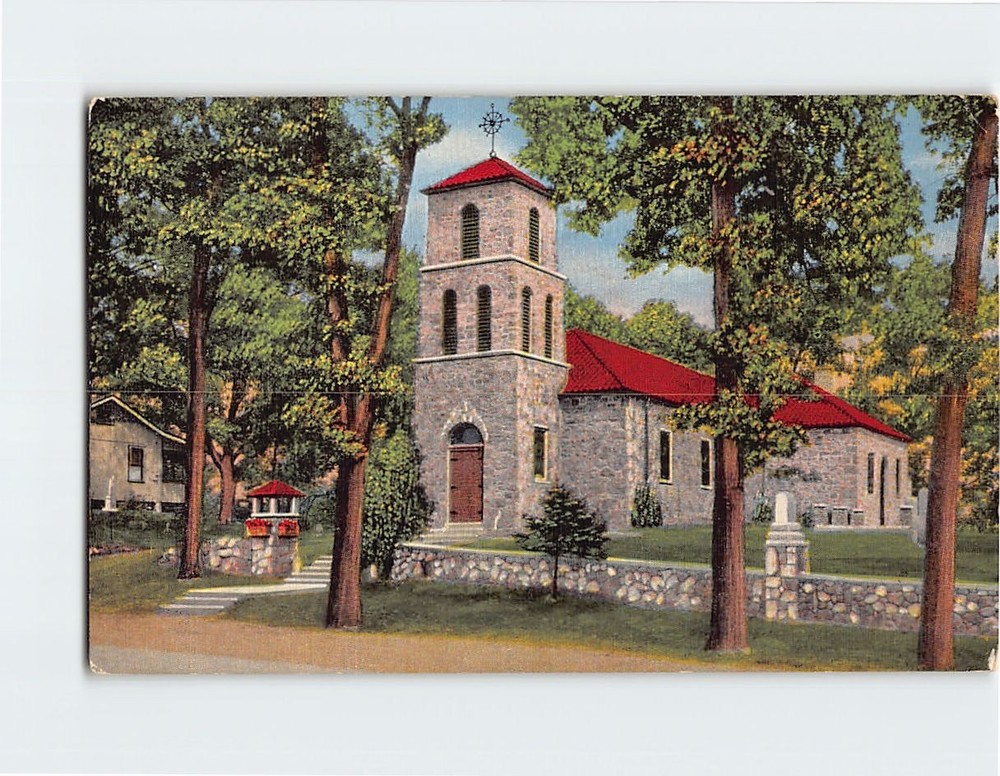 Postcard St. Joseph's Catholic Church in The Irish Hills Michigan USA