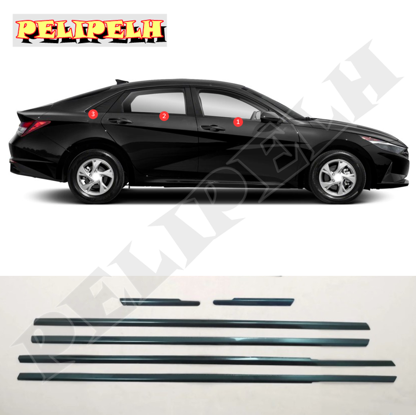 For Hyundai Elantra 21-22 Black Steel Windows Strip Sill Molding Cover Trim *6