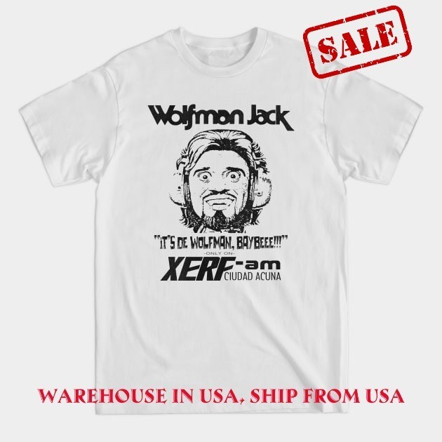 NEW! WOLF MAN JACK 80's Rock Radio DJ T-Shirt All-Size Graphics Tee