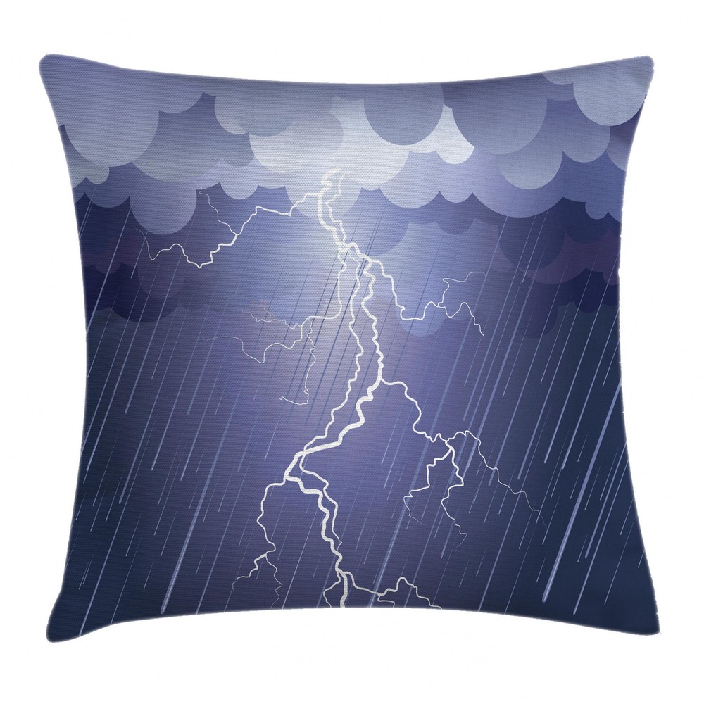 Gray Thunderstorm Cloud Square Pillow Cover 20 Inches Dark Decorative Cushion Case