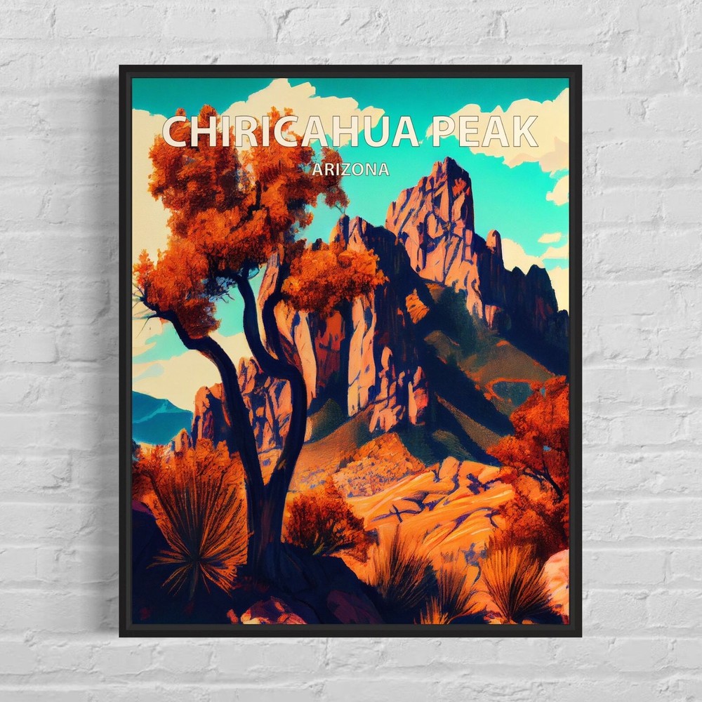 Chiricahua Peak Arizona Retro Art Print Chiricahua Peak Wall Art Painting