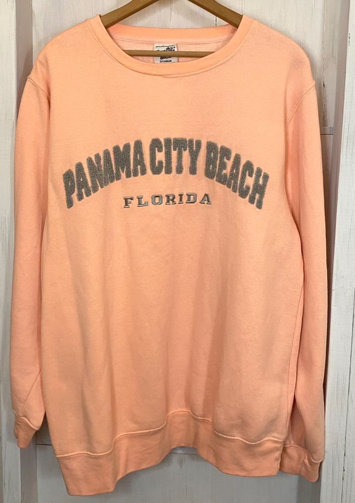 Pacific & Co Women’s Peach Crewneck Sweatshirt Size XL Panama City Beach Florida