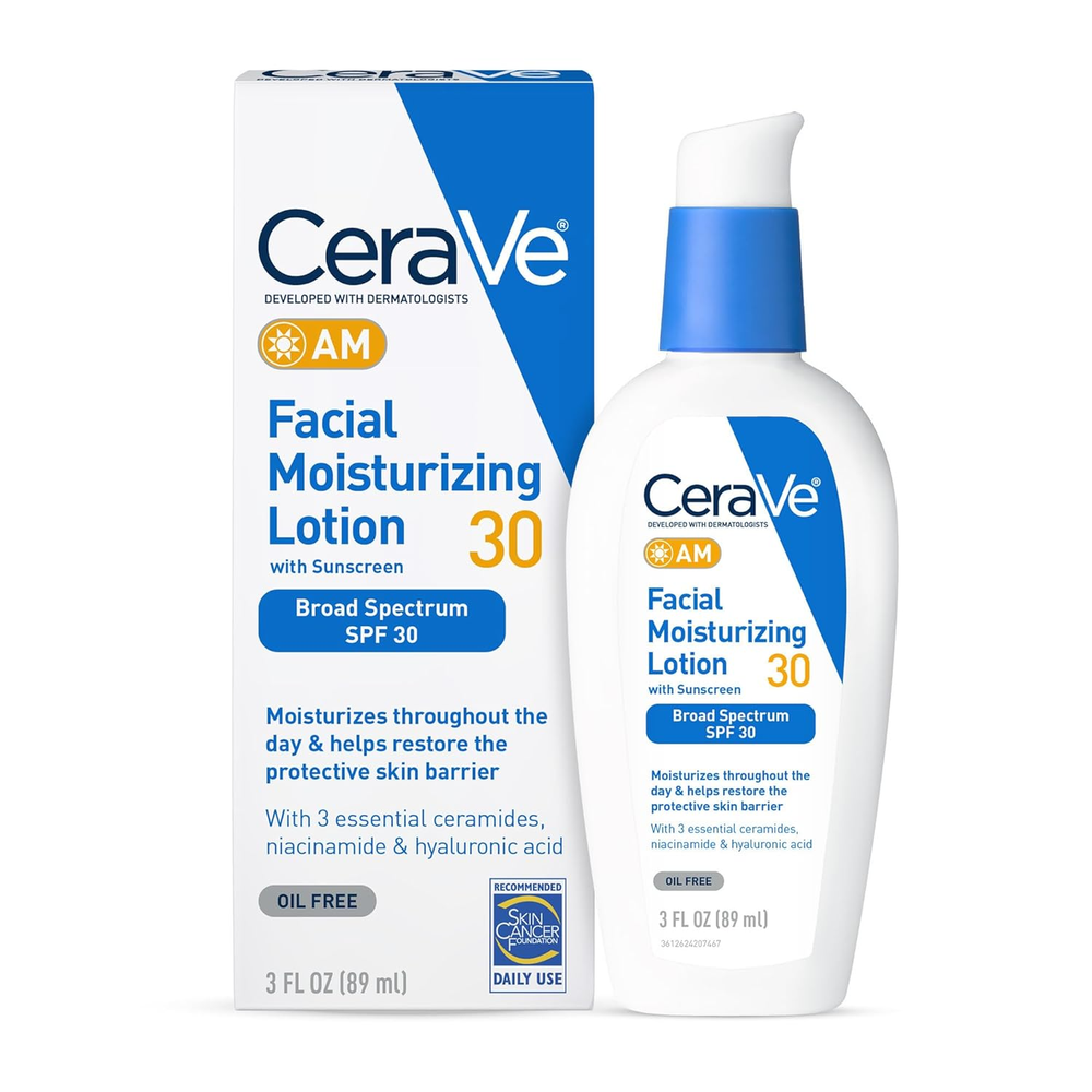 Cerave AM Facial Moisturizing Lotion SPF 30 Oil-Free Daily Face Moisturizer with Hyaluronic Acid & Niacinamide