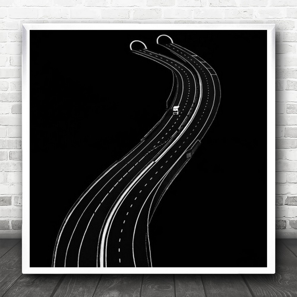 Croatia Road Truck Graphic Print with Lines Curves and Square Drive Contrast