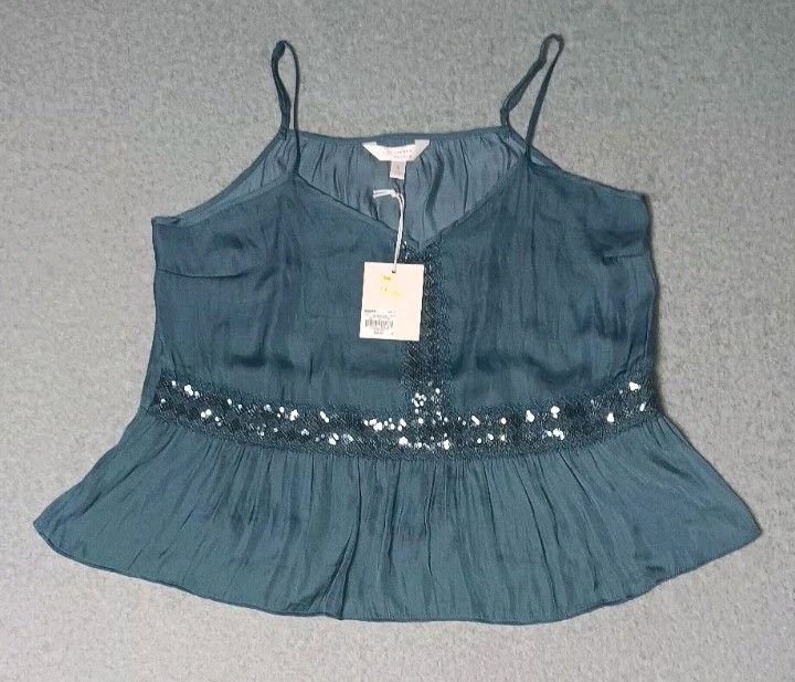 NWT! Lauren Conrad Sequin Cami Tank Top Blue Adjustable Spaghetti Strap ...