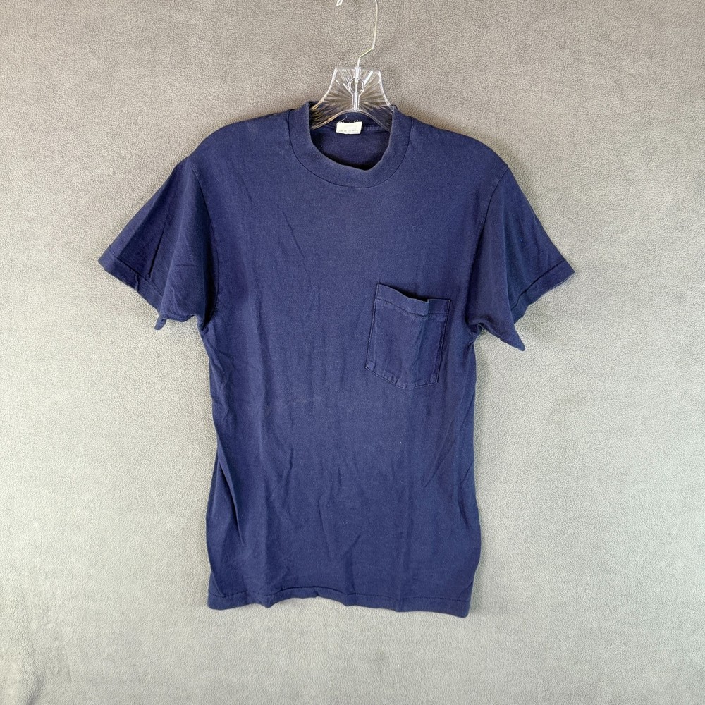 Vintage 80s 90s Faded Blank Fruit Of The Loom Pocket T Shirt M Made In USA