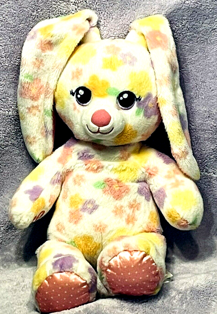 Build A Bear Spring Petals Bunny, Pastel Flower Pattern White Easter Rabbit 2018