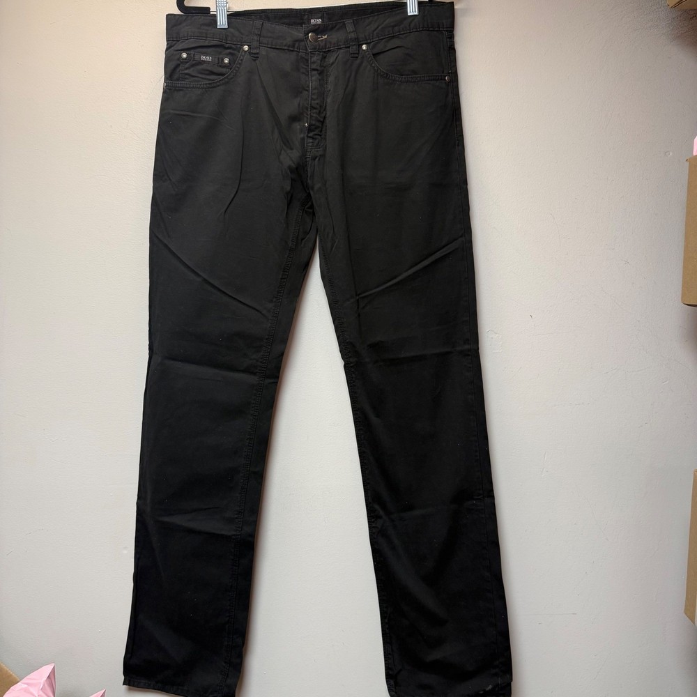 Hugo Boss Maine-10 Trousers Mens 34x34 Black Excellent Regular Fit Straight Leg