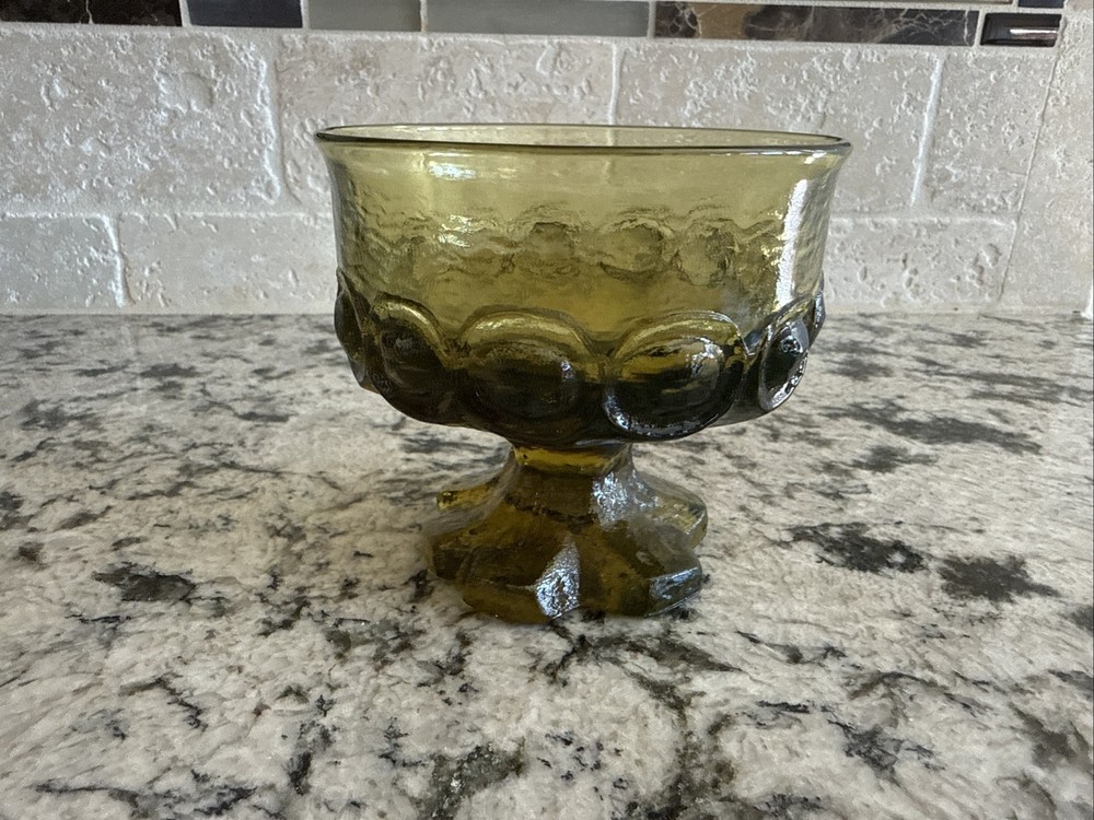 Vintage Tiffin Franciscan Madeira Olive Green Sherbet Glasses