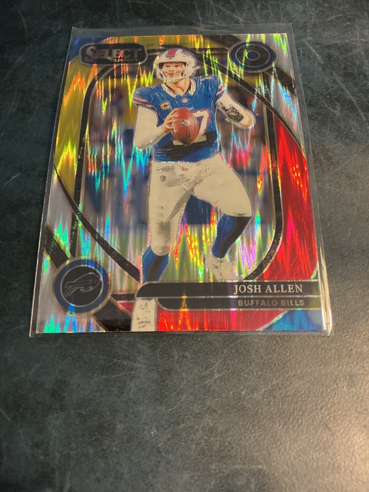 2024 Panini Select - Club Level Josh Allen #225 Red & Yellow Shock Prizm