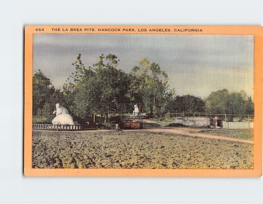 Postcard The La Brea Pits Hancock Park Los Angeles California USA