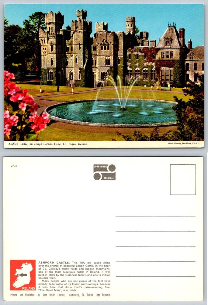 Ashford Castle Ireland Postcard John Hinde Lough Corrib Cong Mayo Film Location