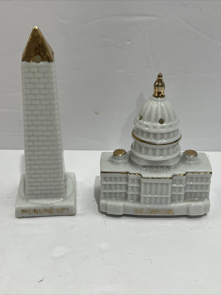 Ceramic Washington DC Capitol & Monument Salt & Pepper Shakers Vintage  Souvenir