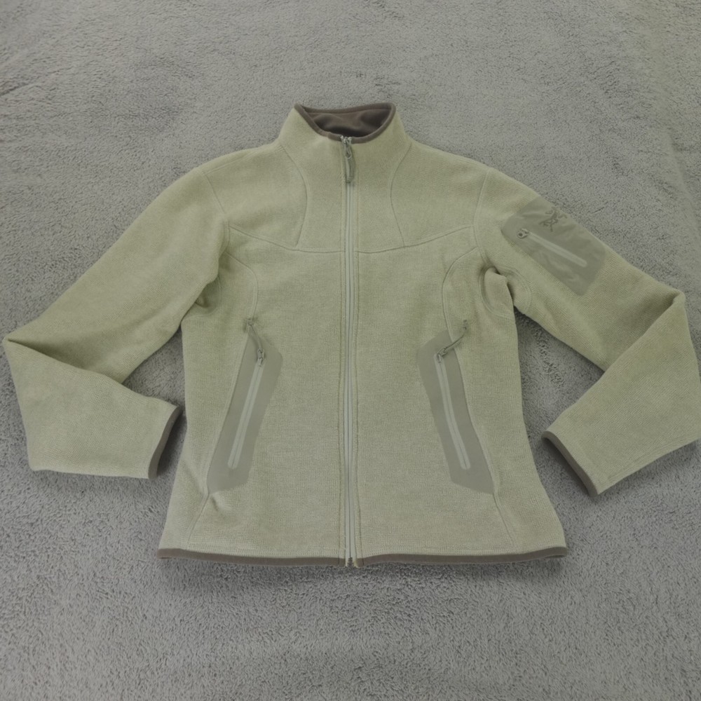 Arcteryx Covert Cardigan Womens Small Cream Knit Fleece Full Zip Jacket