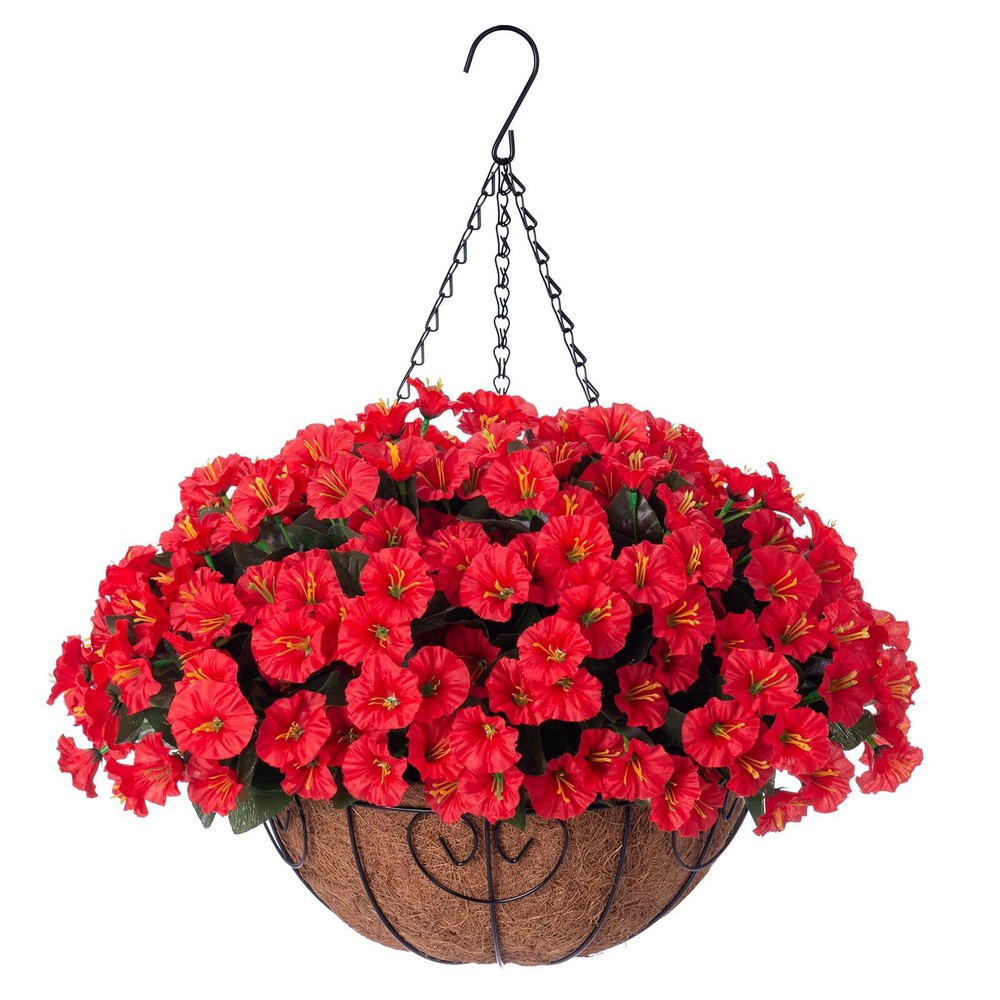 Durable Artificial Hanging Flower Baskets for Outdoor Winter Décor